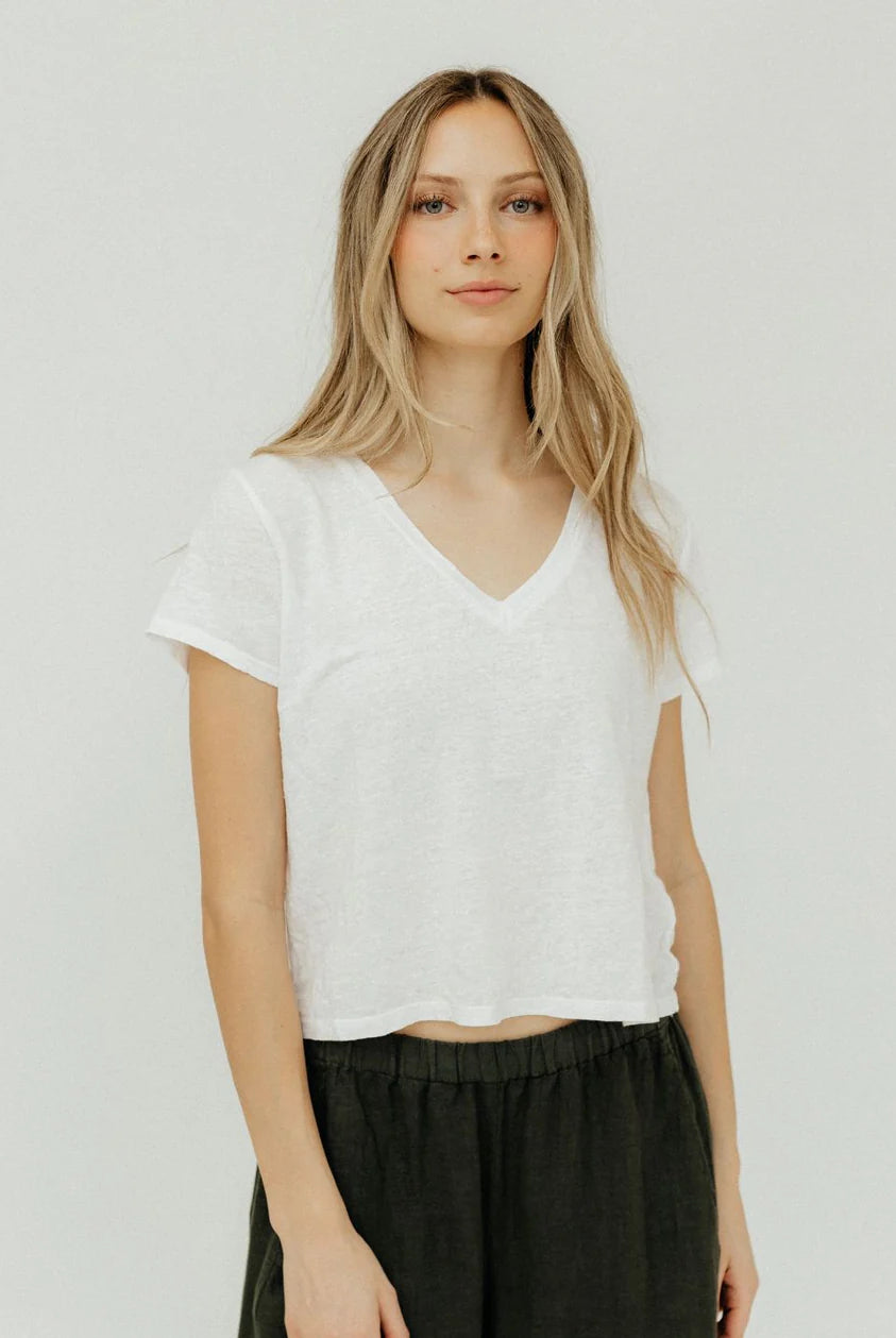 Amber Crop Tee - White by Velvet | 25 South Boutiques