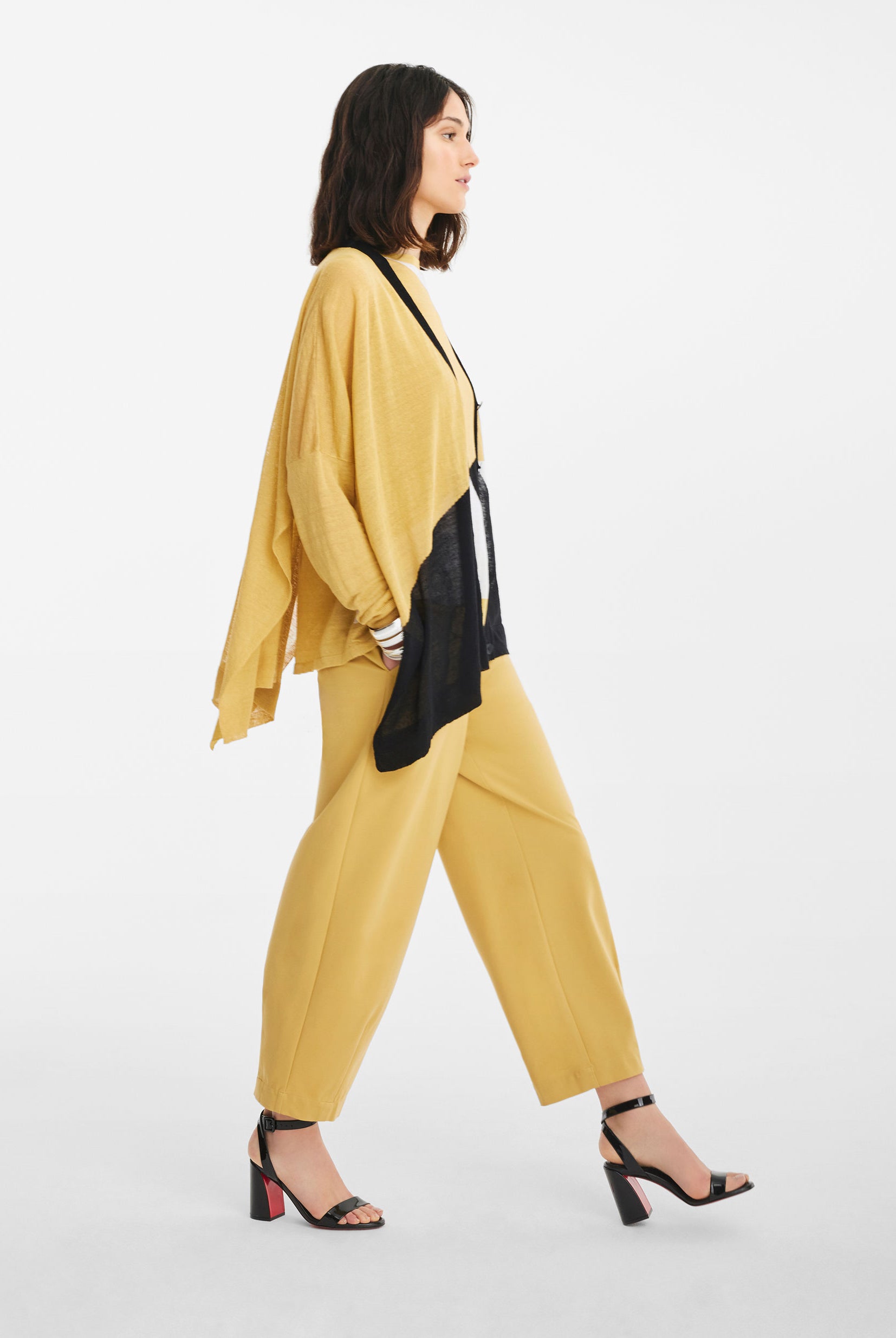 Patchwork Cardigan - Mustard by Sarah Pacini — view 4