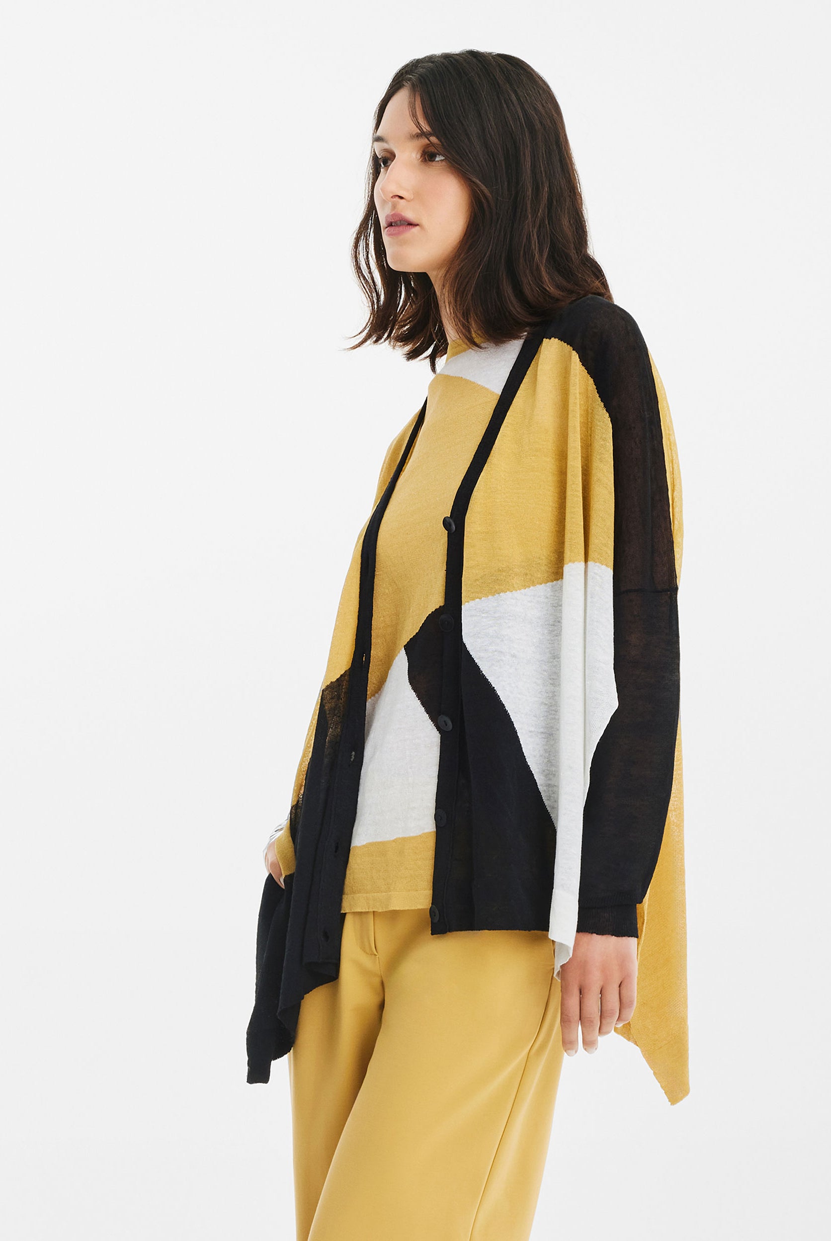 Patchwork Cardigan - Mustard by Sarah Pacini — view 5