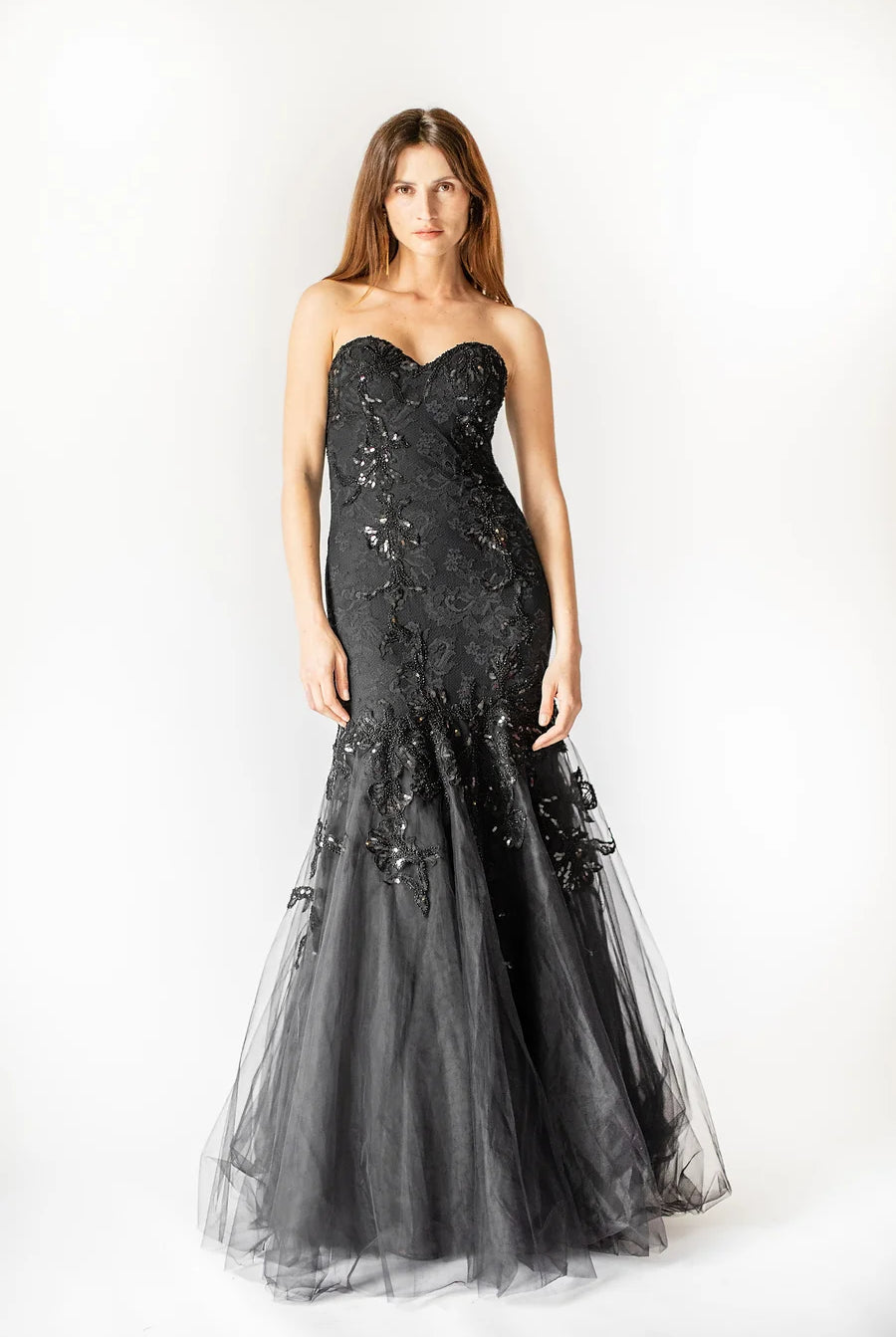 Strapless Tulle Mermaid Gown - Black by Olvi's | 25 South Boutiques
