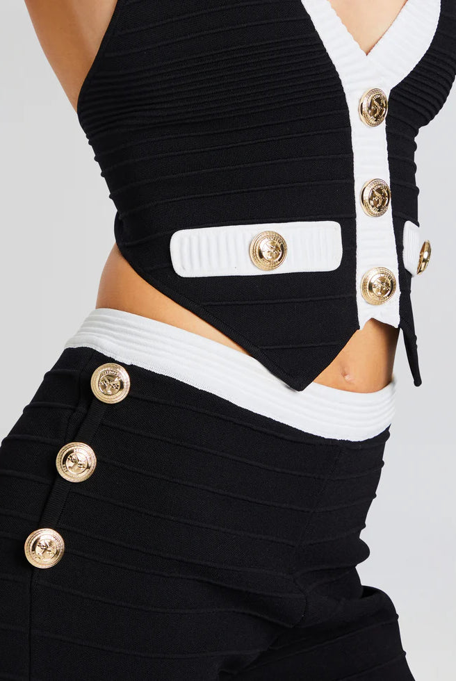 Tinsley Bandage Knit Vest - Black White by Retrofête — alternate view