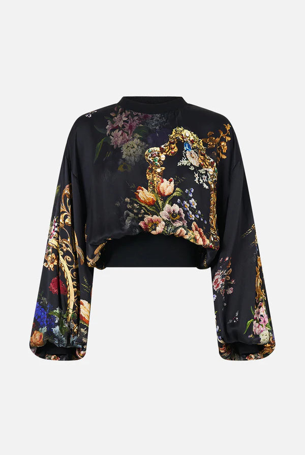 Relaxed Cropped Crew Neck Jumper - Night Garden by Camilla — view 6