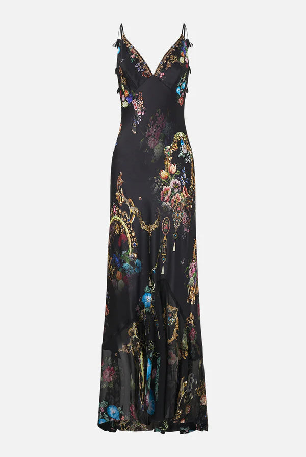 V Neck Slip Dress With Flounce Hem - Night Garden by Camilla — view 6