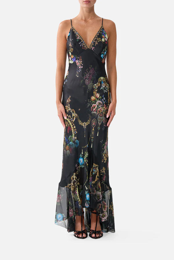 V Neck Slip Dress With Flounce Hem - Night Garden by Camilla | 25 South Boutiques