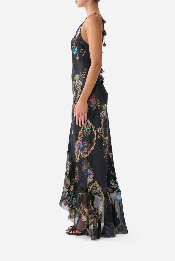V Neck Slip Dress With Flounce Hem - Night Garden by Camilla — view 4