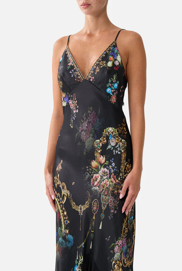 V Neck Slip Dress With Flounce Hem - Night Garden by Camilla — view 3