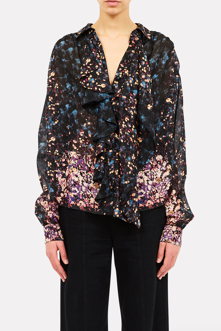 Gesture Long Sleeve Silk Blouse - Eclipse by Ulla Johnson — alternate view