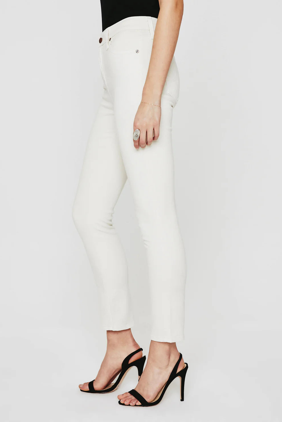 Mari Crop High-Rise Slim Straight Jean - White Cream by Adriano Goldschmied AG — view 3