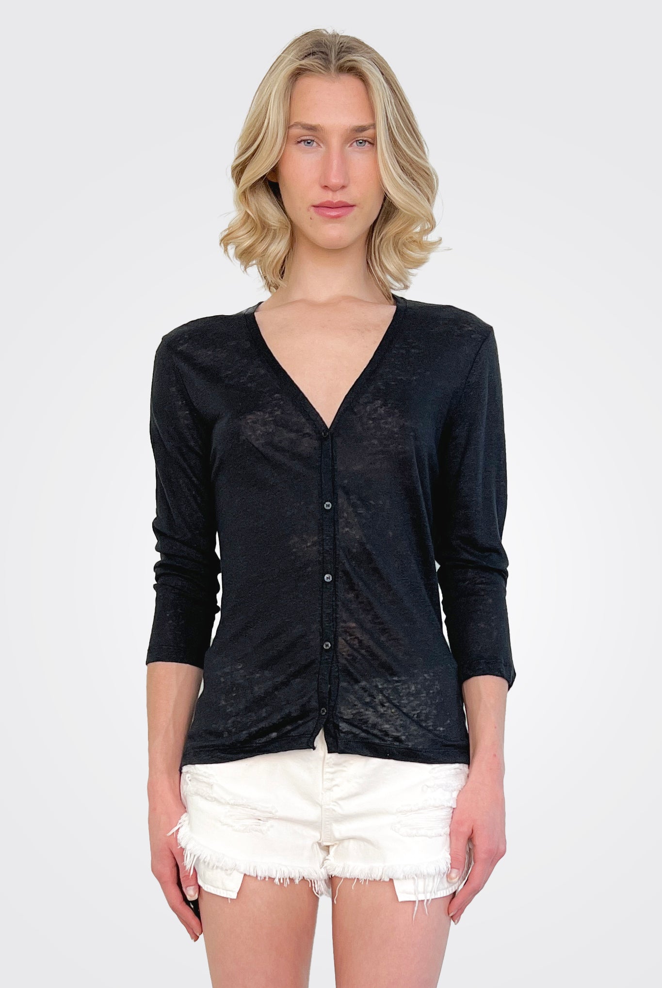 Semi Sheer Cardigan - Black by Majestic | 25 South Boutiques