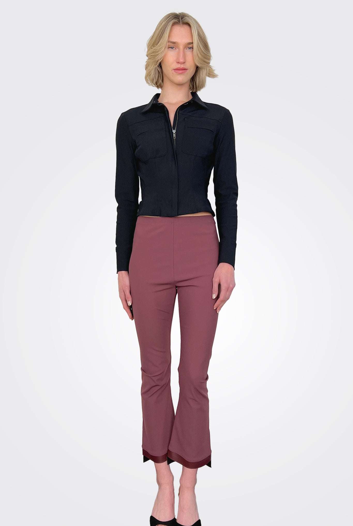 Olga Cropped Flare Pant - Bourdeaux by Elaine Kim — alternate view