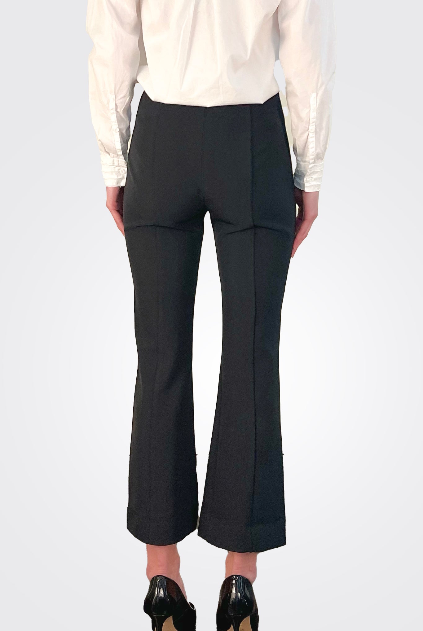 Crop Flare Trousers - Black by MeiMeij — view 3