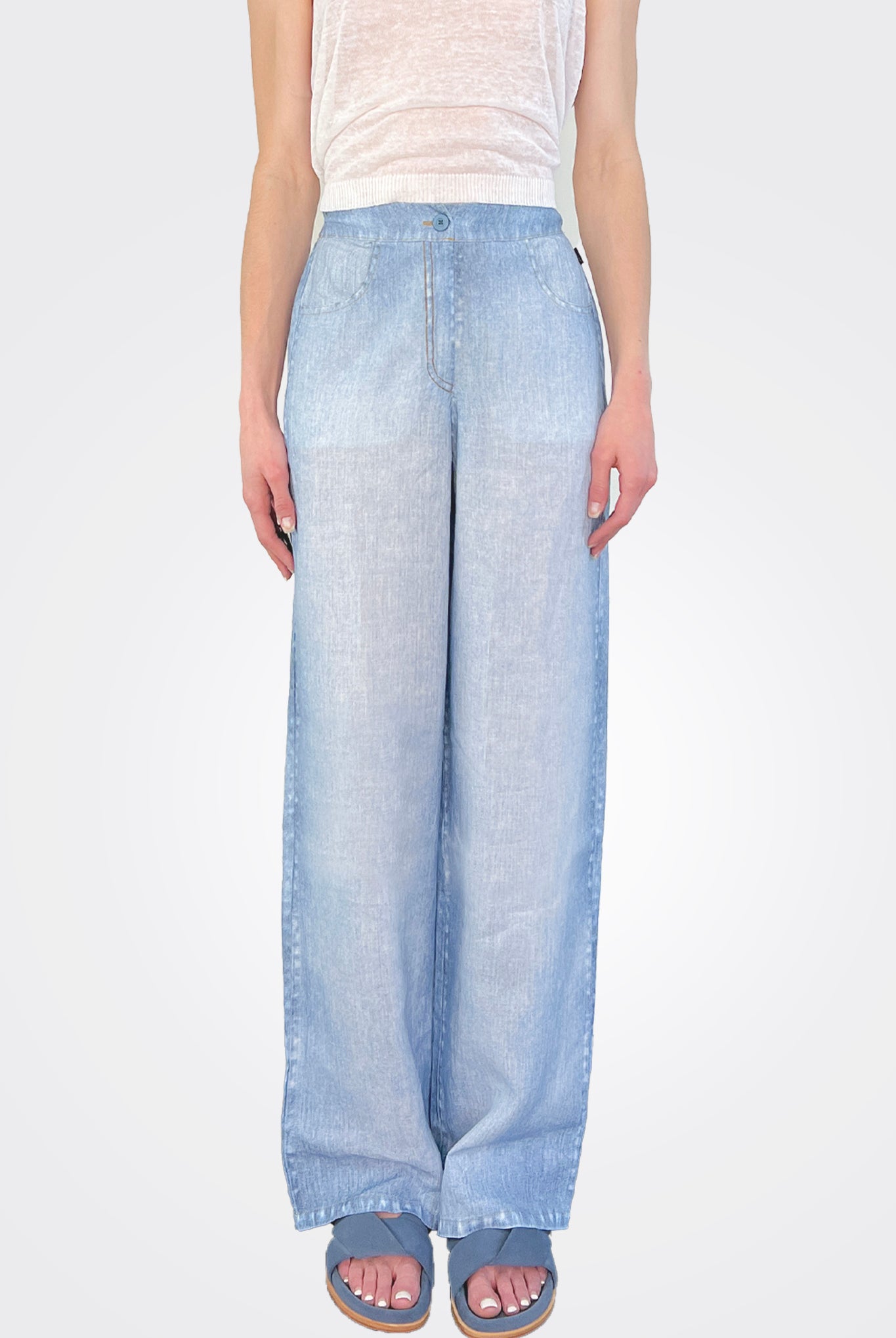 Amoni Wide Trousers - Light Denim by Elemente Clemente — alternate view