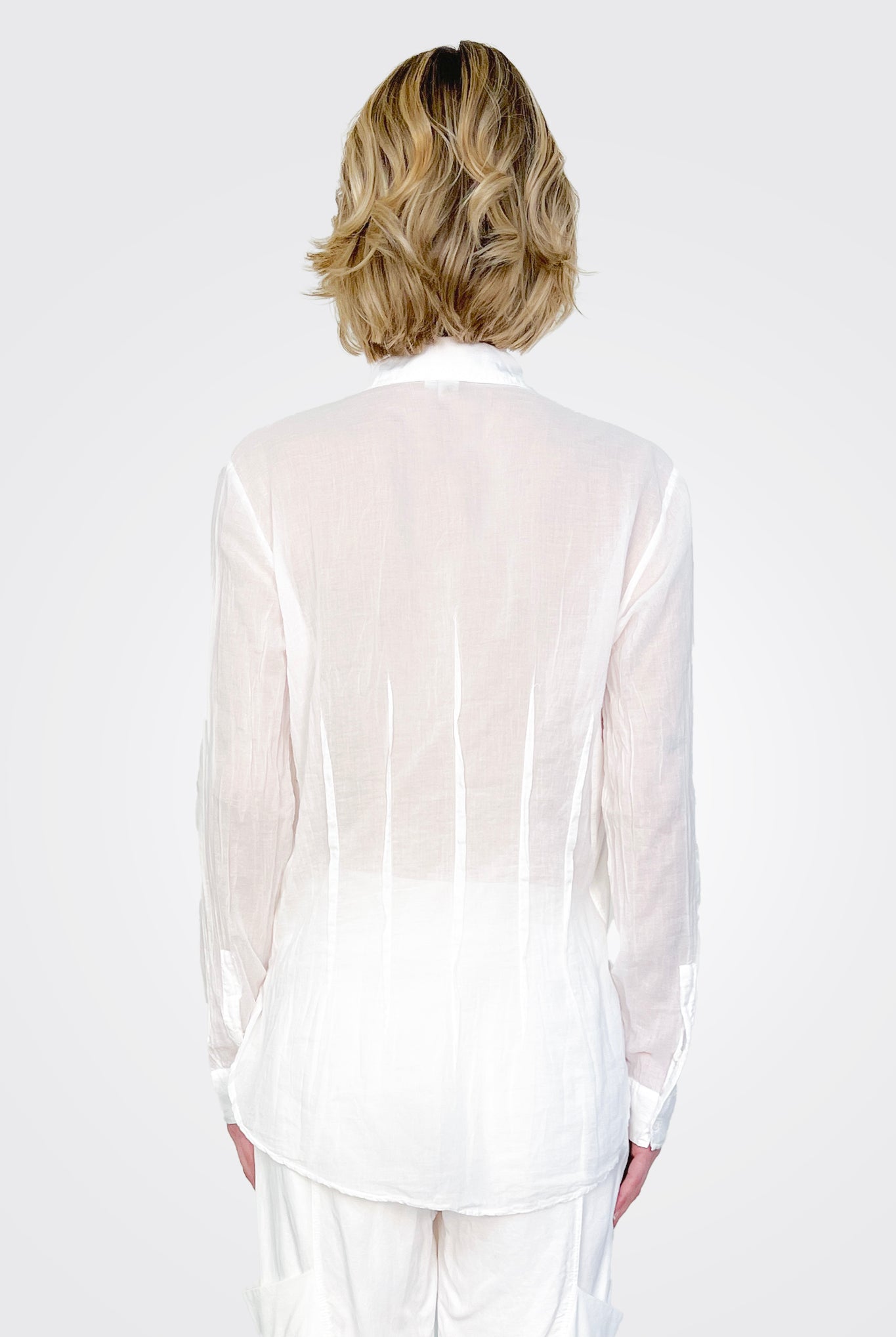Sheer Seam Design Shirt - White by European Culture — view 3