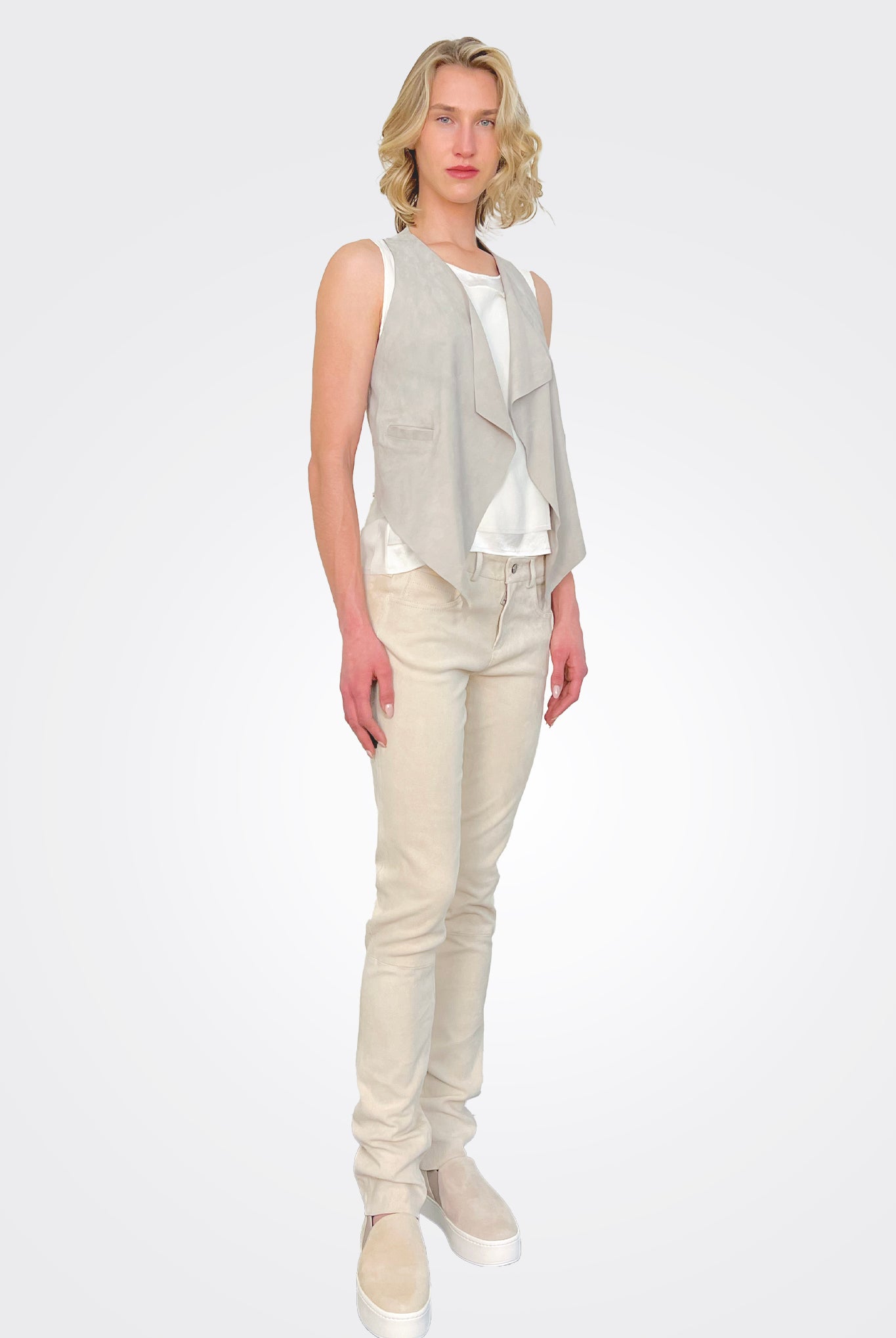 Stretch Leather Vest - Ash by Giorgio Brato — view 4