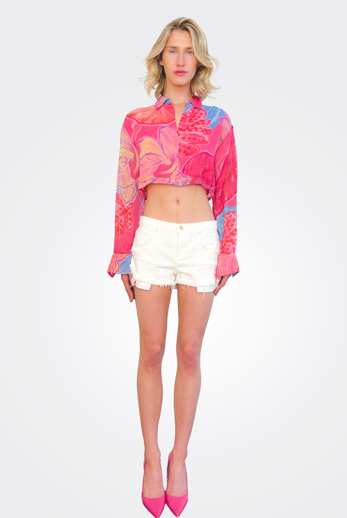 Juno Crop Shirt - Pink by Rococo Sand — alternate view