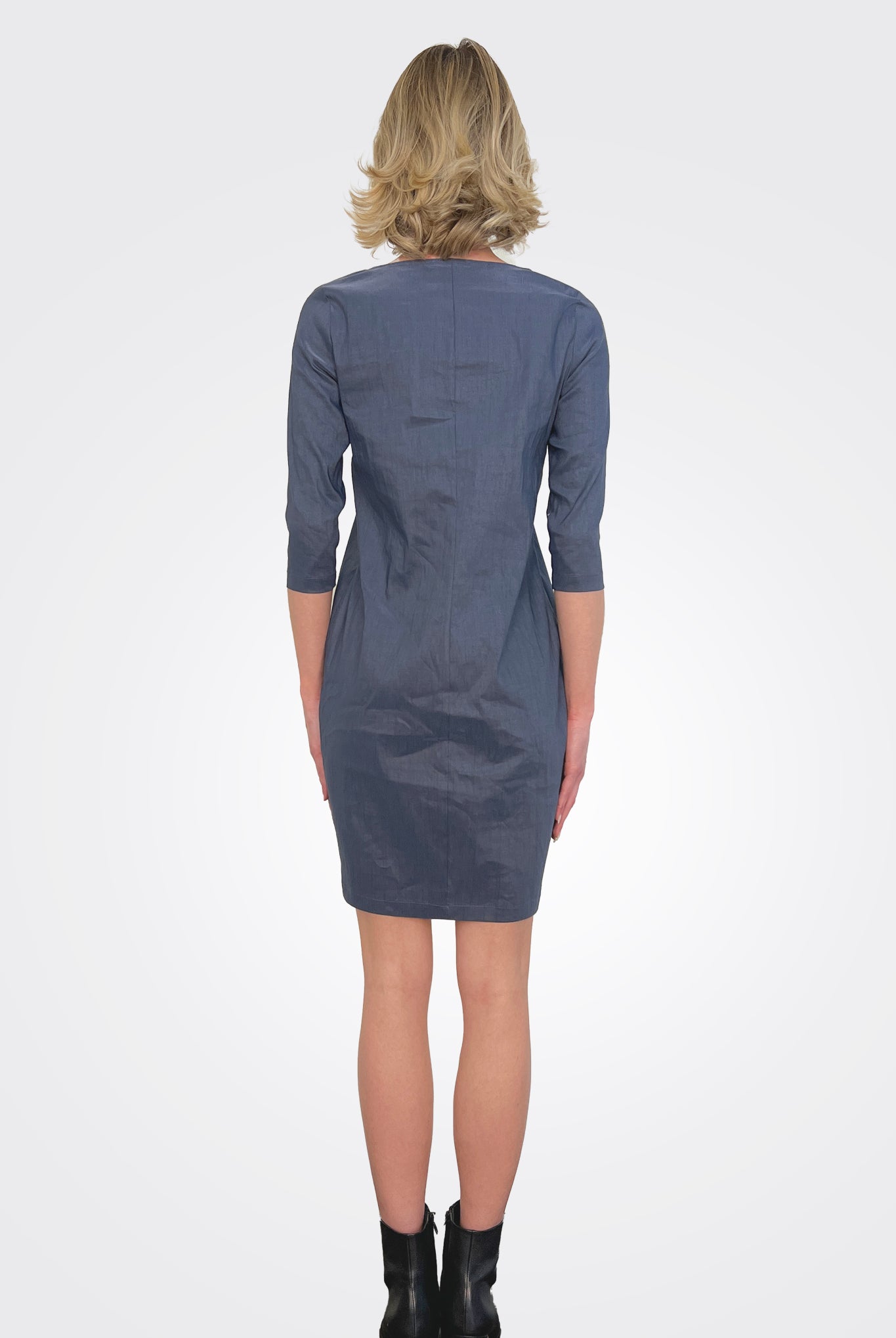Crewneck 3/4 Sleeve Dress - Midnight Blue by Sarah Pacini — alternate view