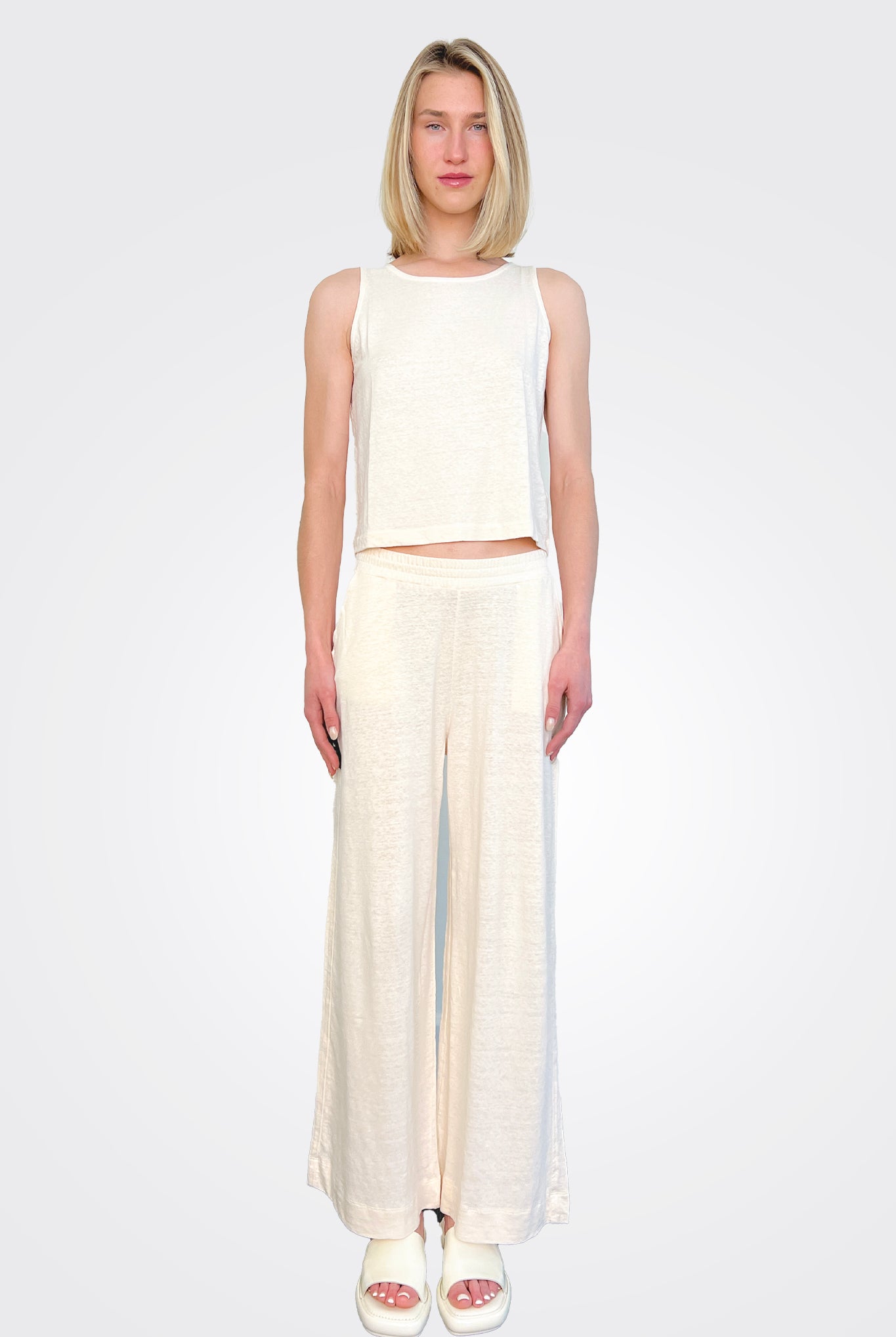 Button Back Tank - Ivory by Majestic — view 3