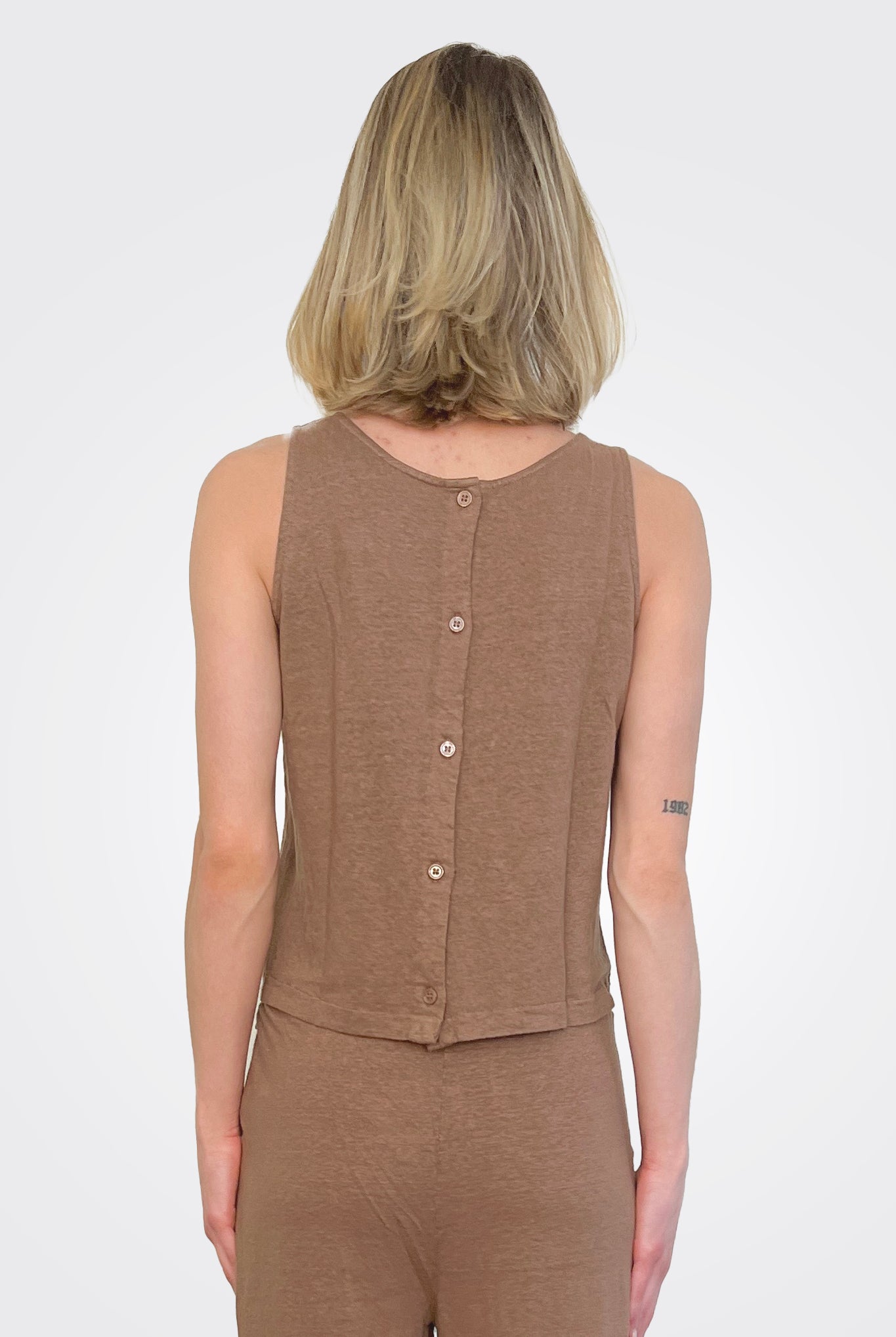 Button Back Tank - Mocha by Majestic — alternate view