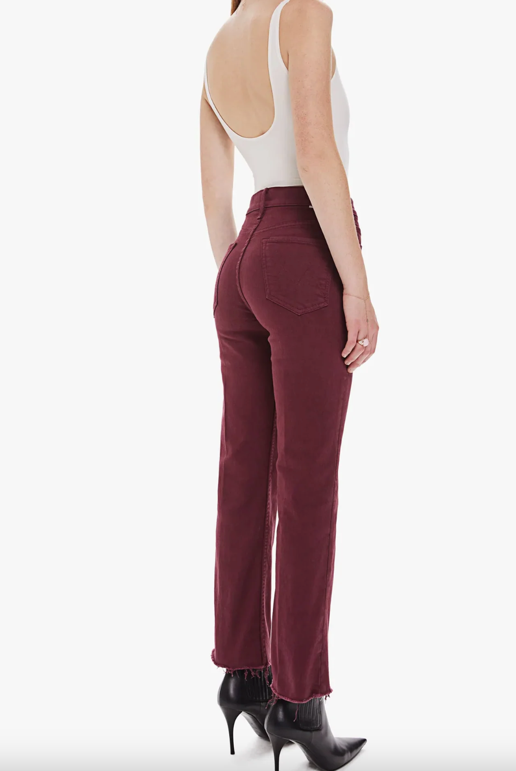 The Tripper Ankle Fray - Burgundy by MOTHER — alternate view