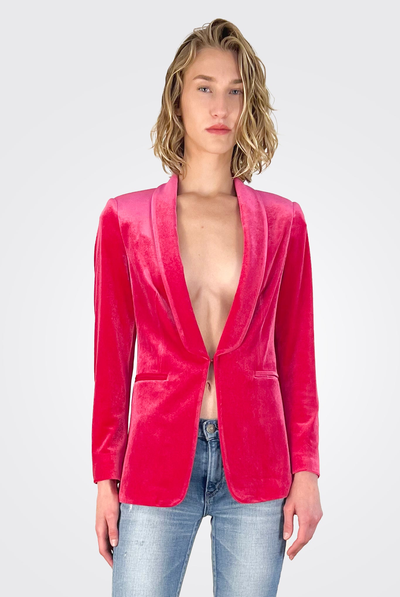Velvet Smoking Jacket - Pink by Vilagallo | 25 South Boutiques