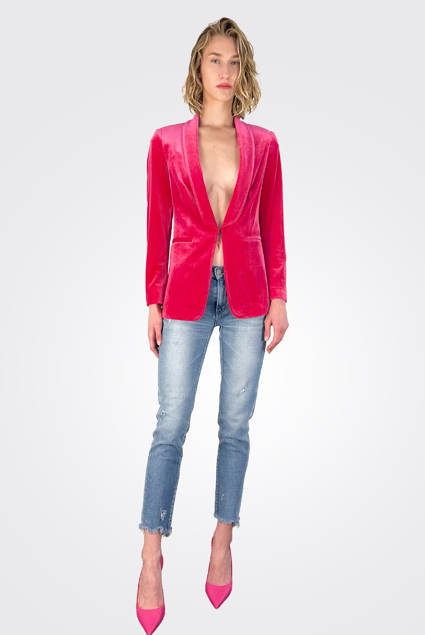 Velvet Smoking Jacket - Pink by Vilagallo — alternate view