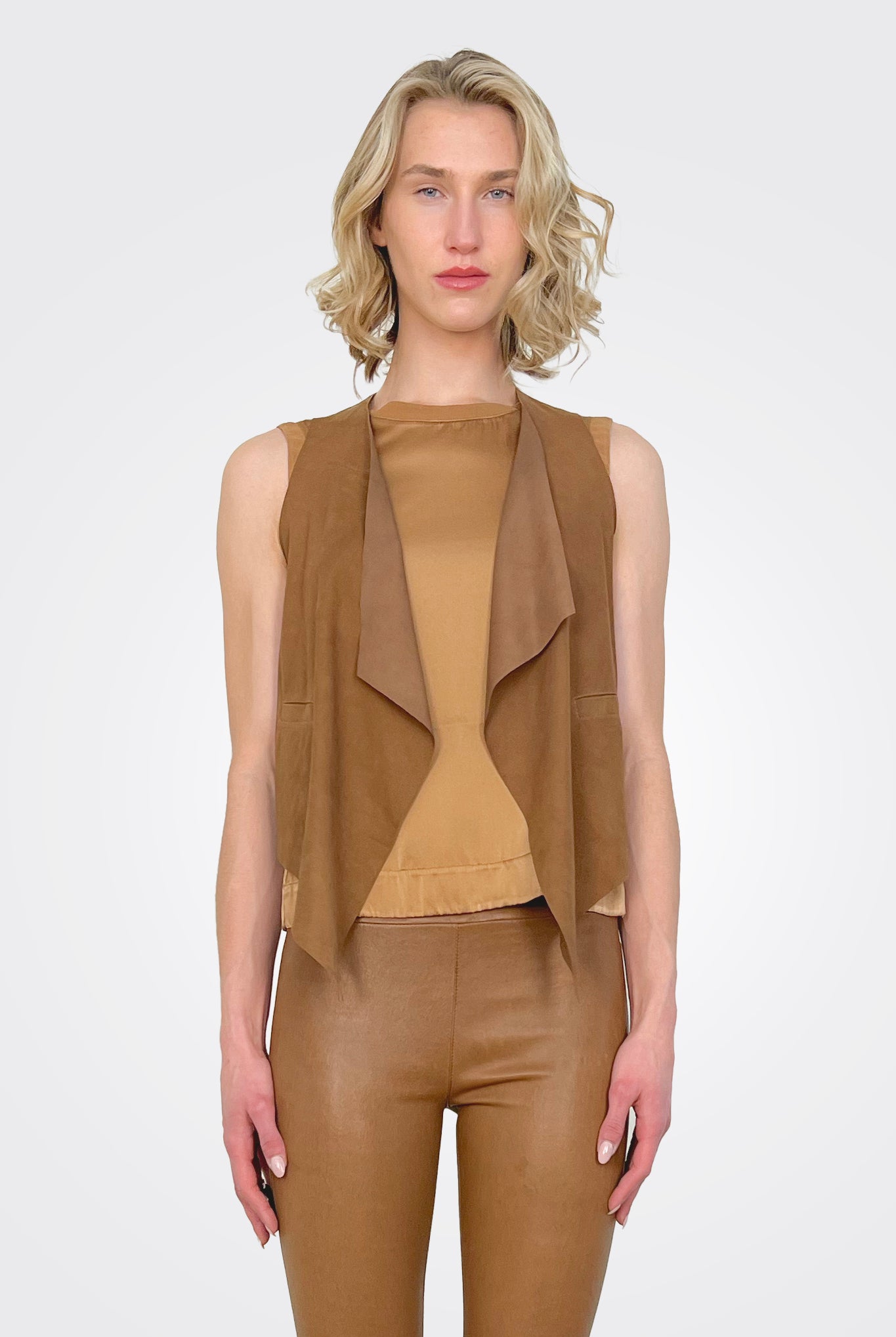Stretch Leather Vest - Rum by Giorgio Brato | 25 South Boutiques