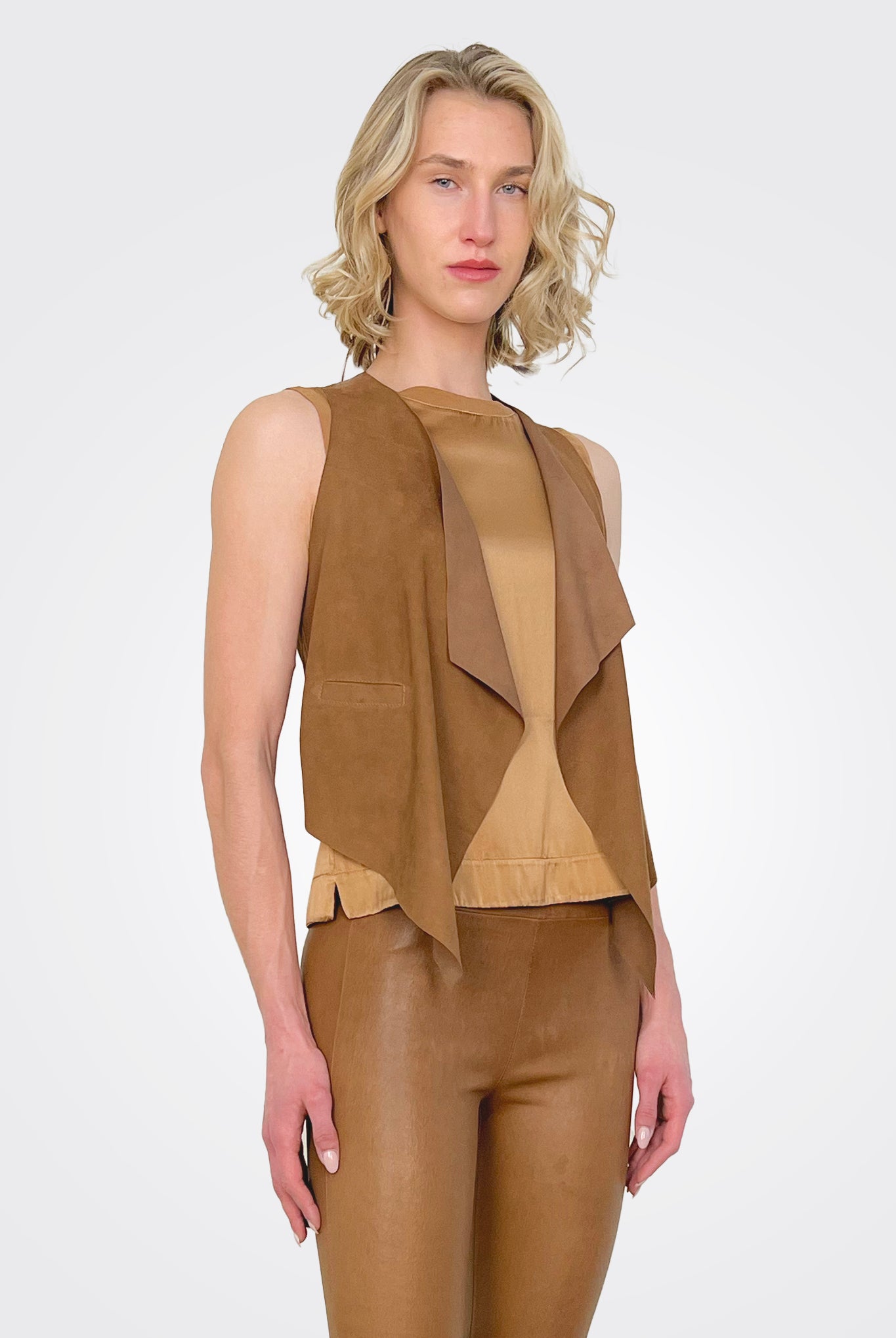 Stretch Leather Vest - Rum by Giorgio Brato — alternate view