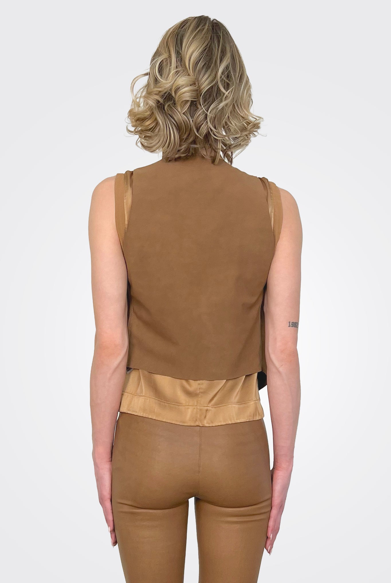 Stretch Leather Vest - Rum by Giorgio Brato — view 3