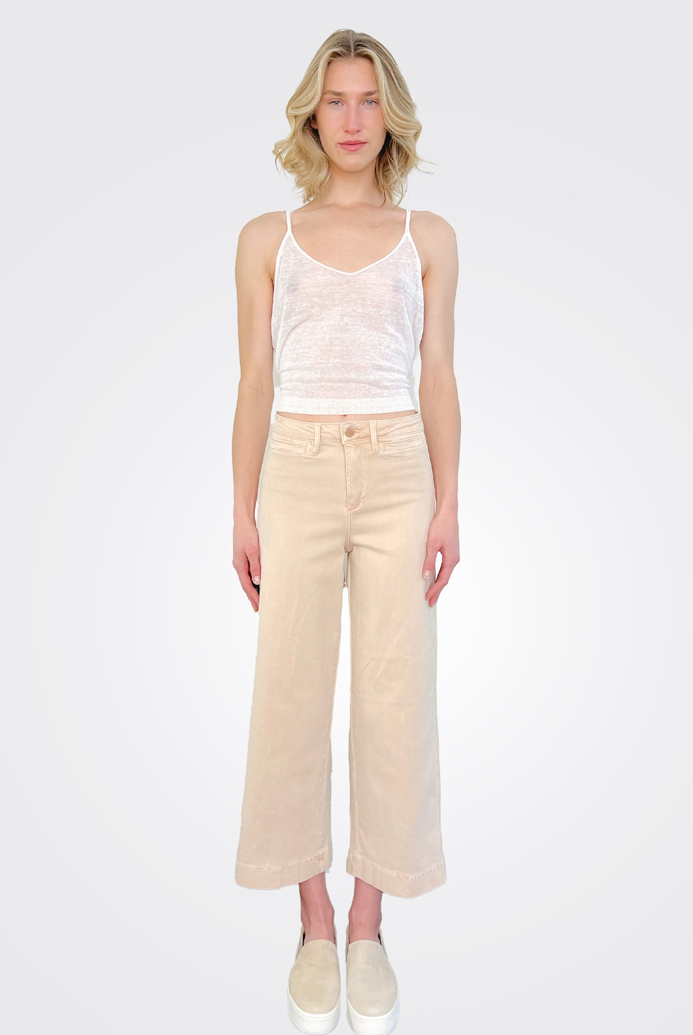 Greer Cropped Wide Leg Denim - Talc by Oat NY | 25 South Boutiques