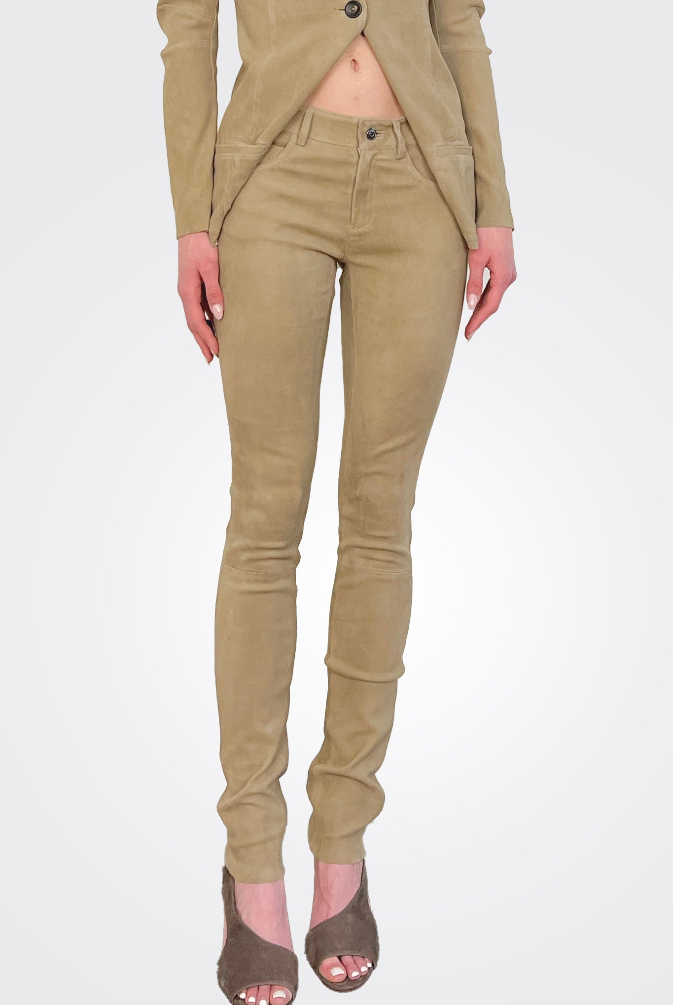 Suede Stretch Leather Pants - Taupe by Giorgio Brato — alternate view