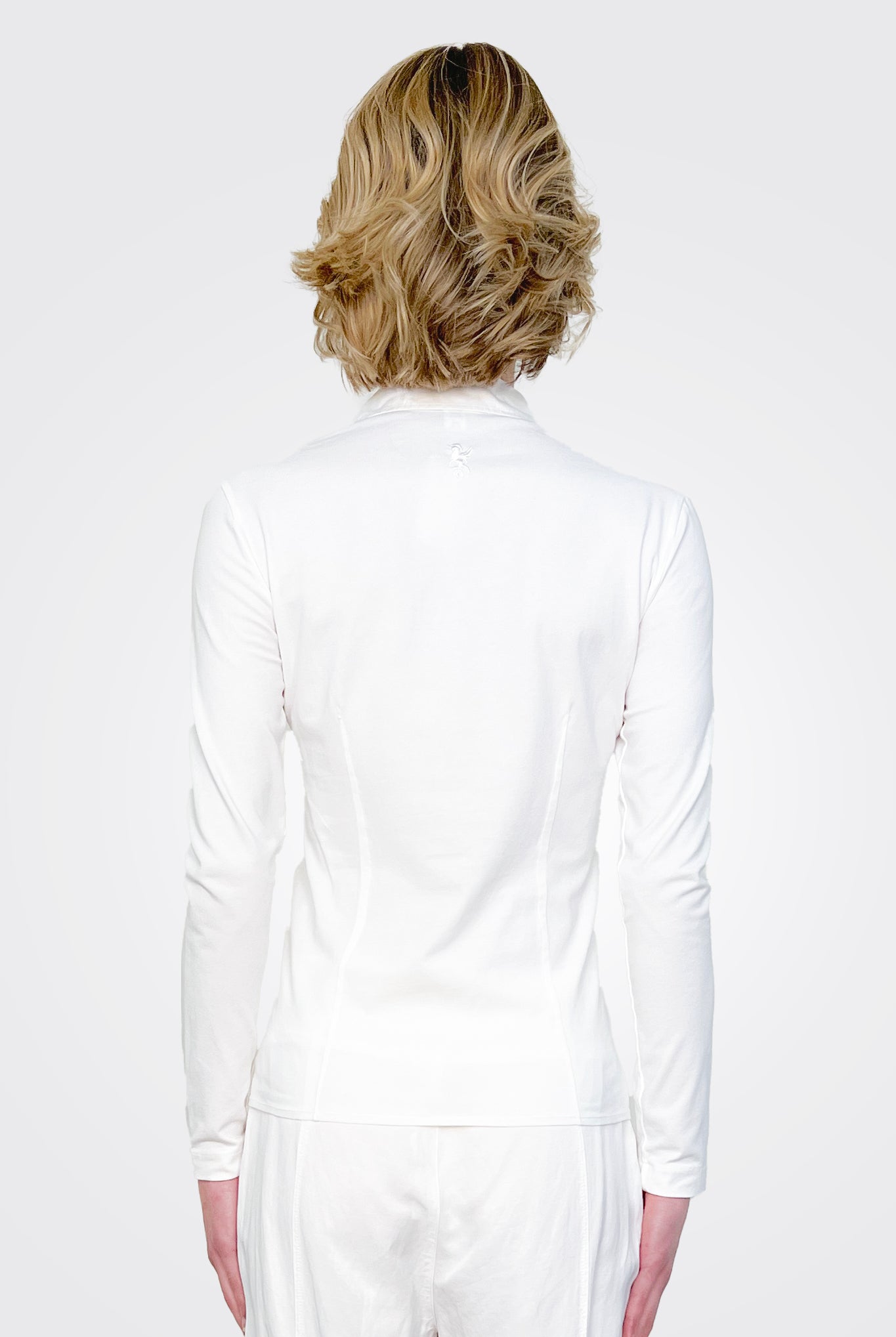 Fitted Quarter Button Down Shirt - White by European Culture — alternate view