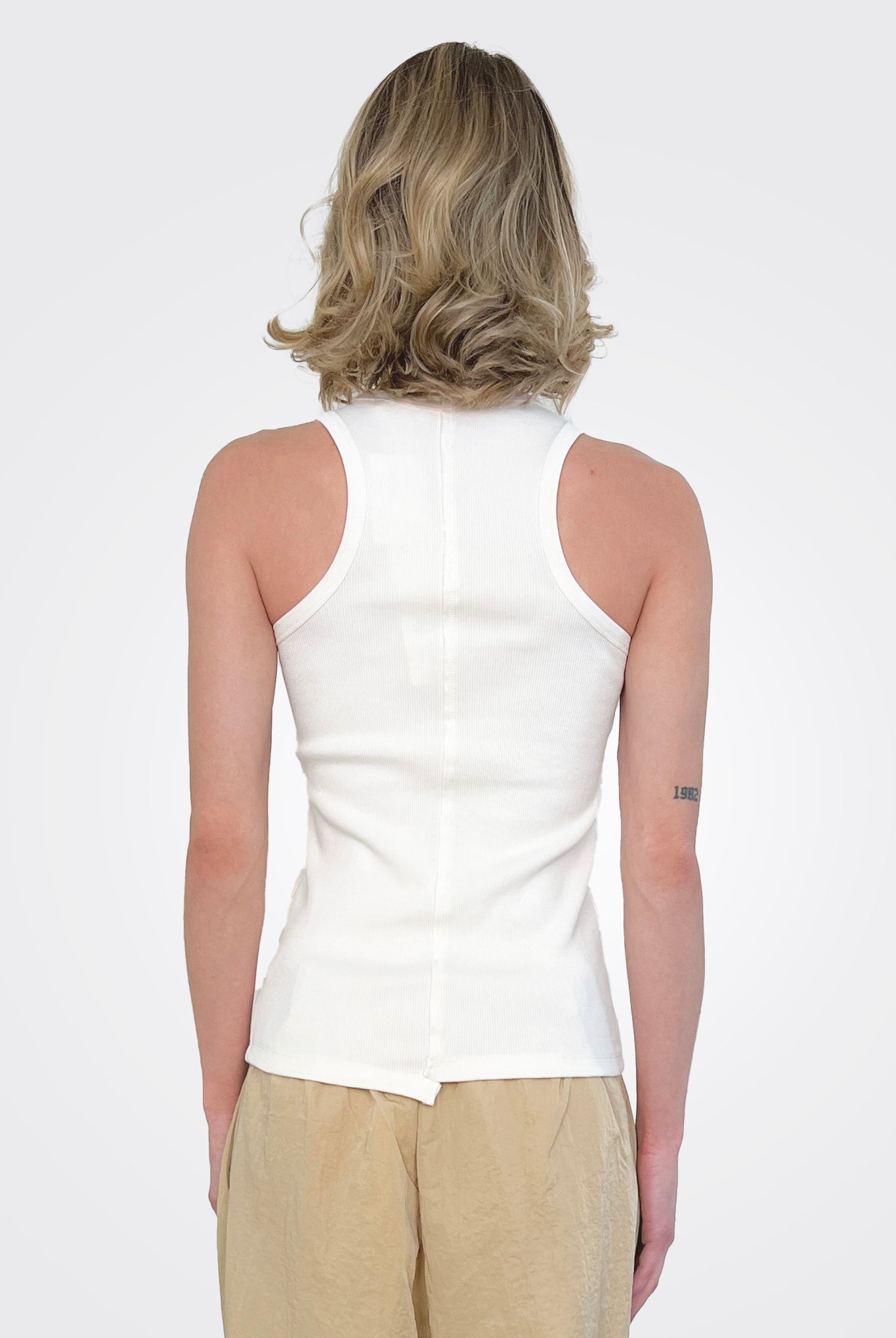 Hellin Jersey Rib Tank - Ecru by Rabens Saloner — view 3