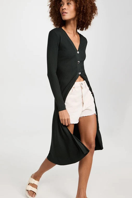 A Coste Flare Cardigan Dress - Dark Cedar