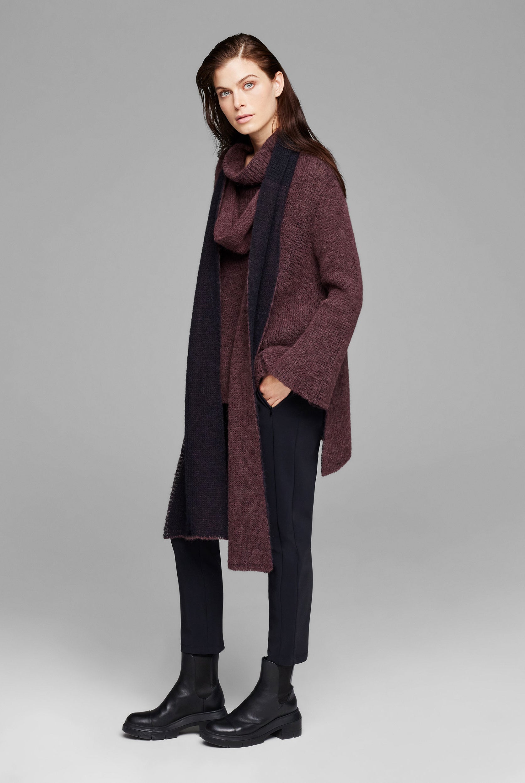 2 Sided Mohair Scarf - Plum — alternate view