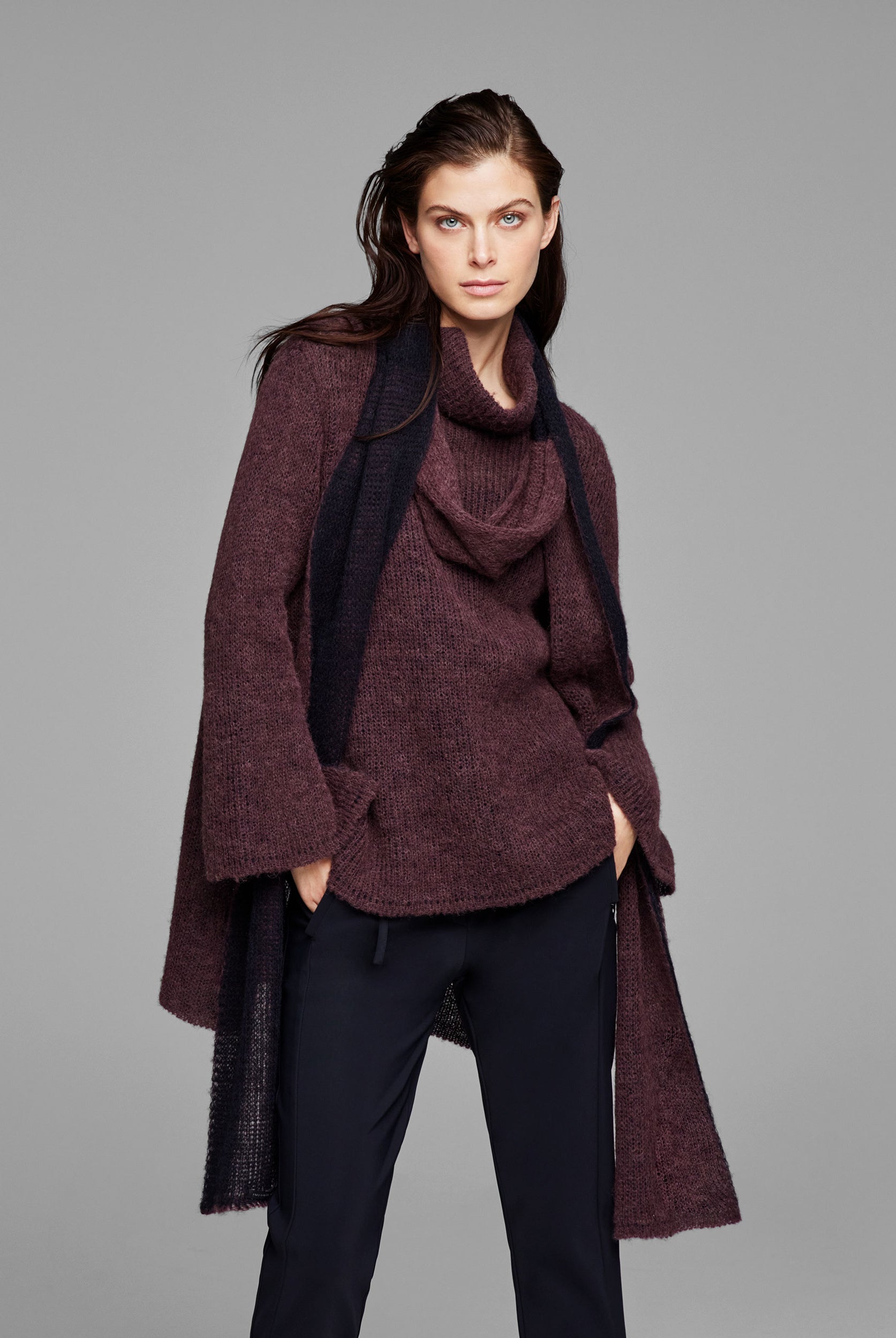 2 Sided Mohair Scarf - Plum — view 3