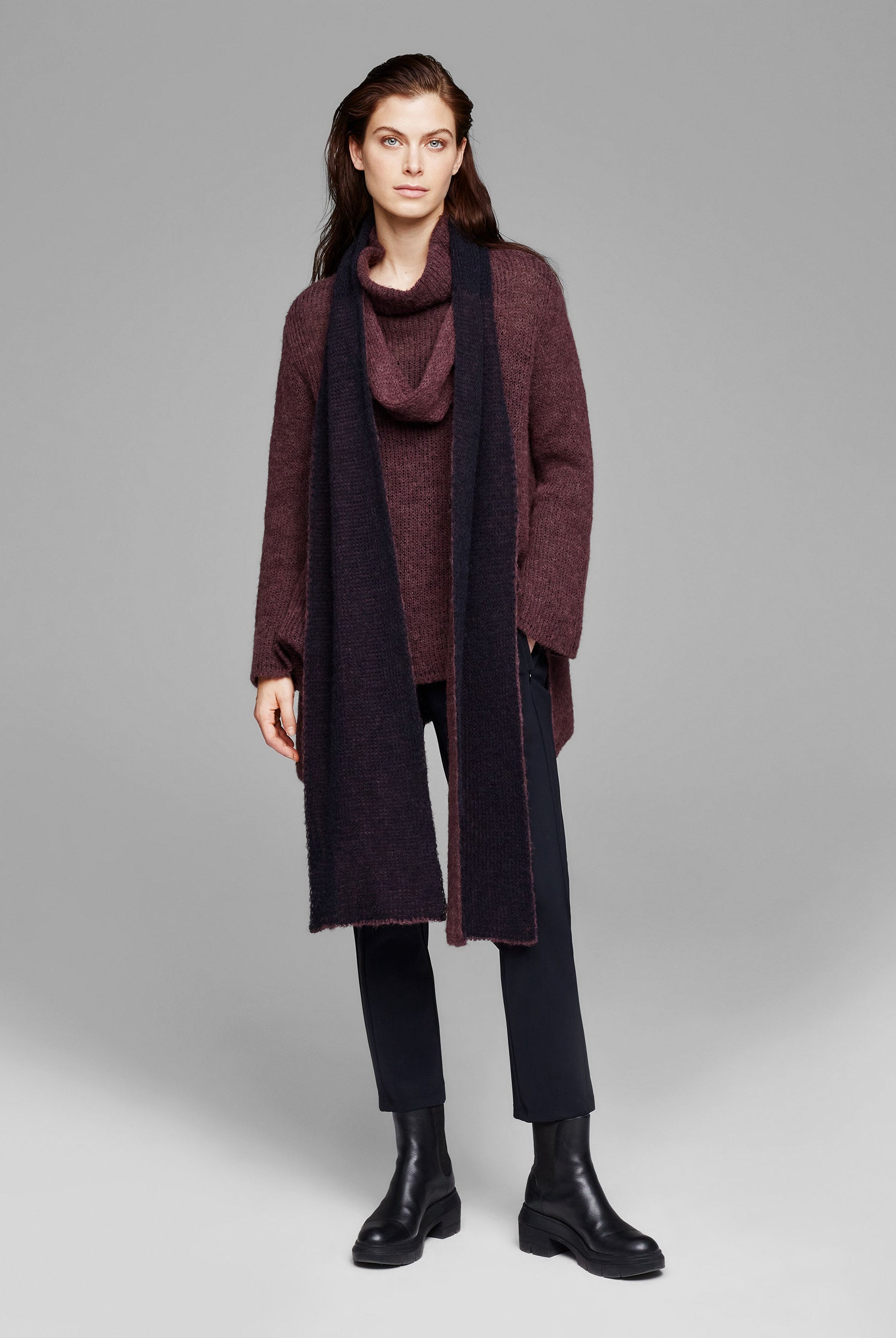2 Sided Mohair Scarf - Plum by Sarah Pacini — view 4