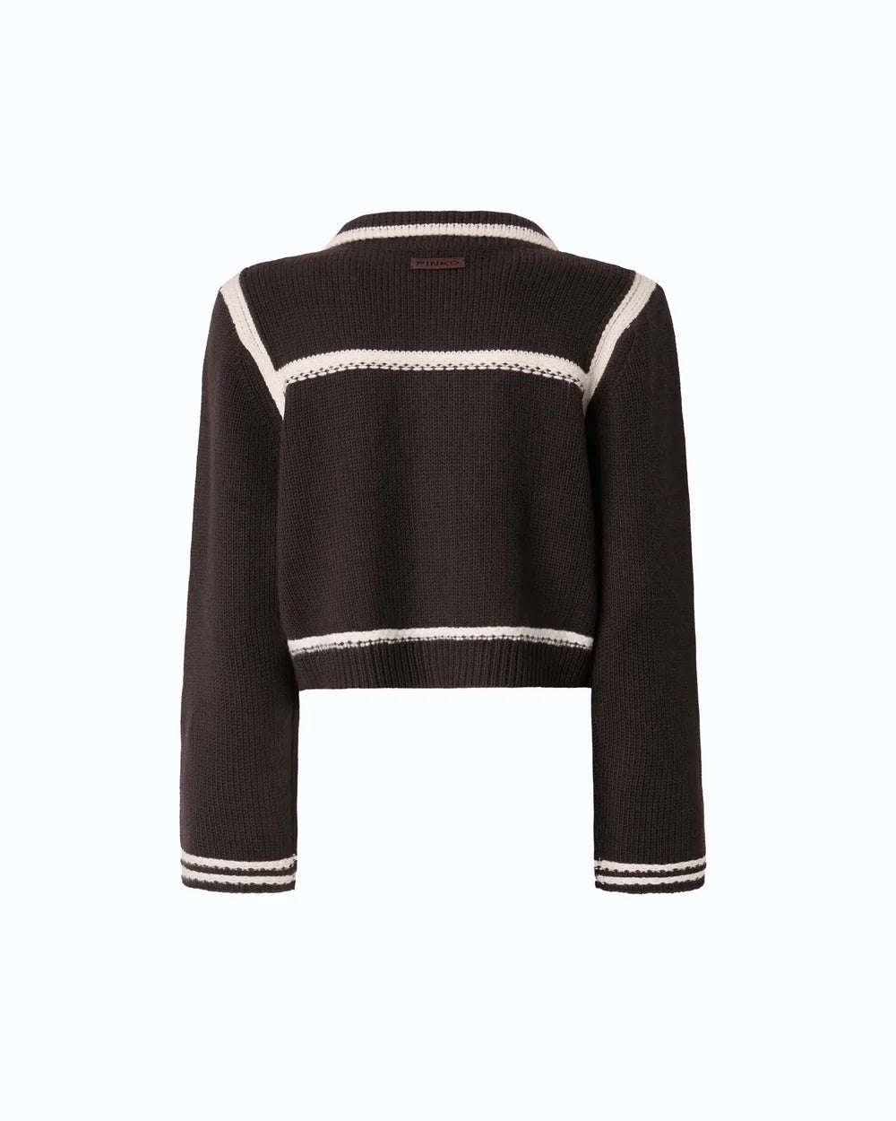Sulcis Contrast Edge Merino Wool Jacket - Brown White by Pinko — view 6
