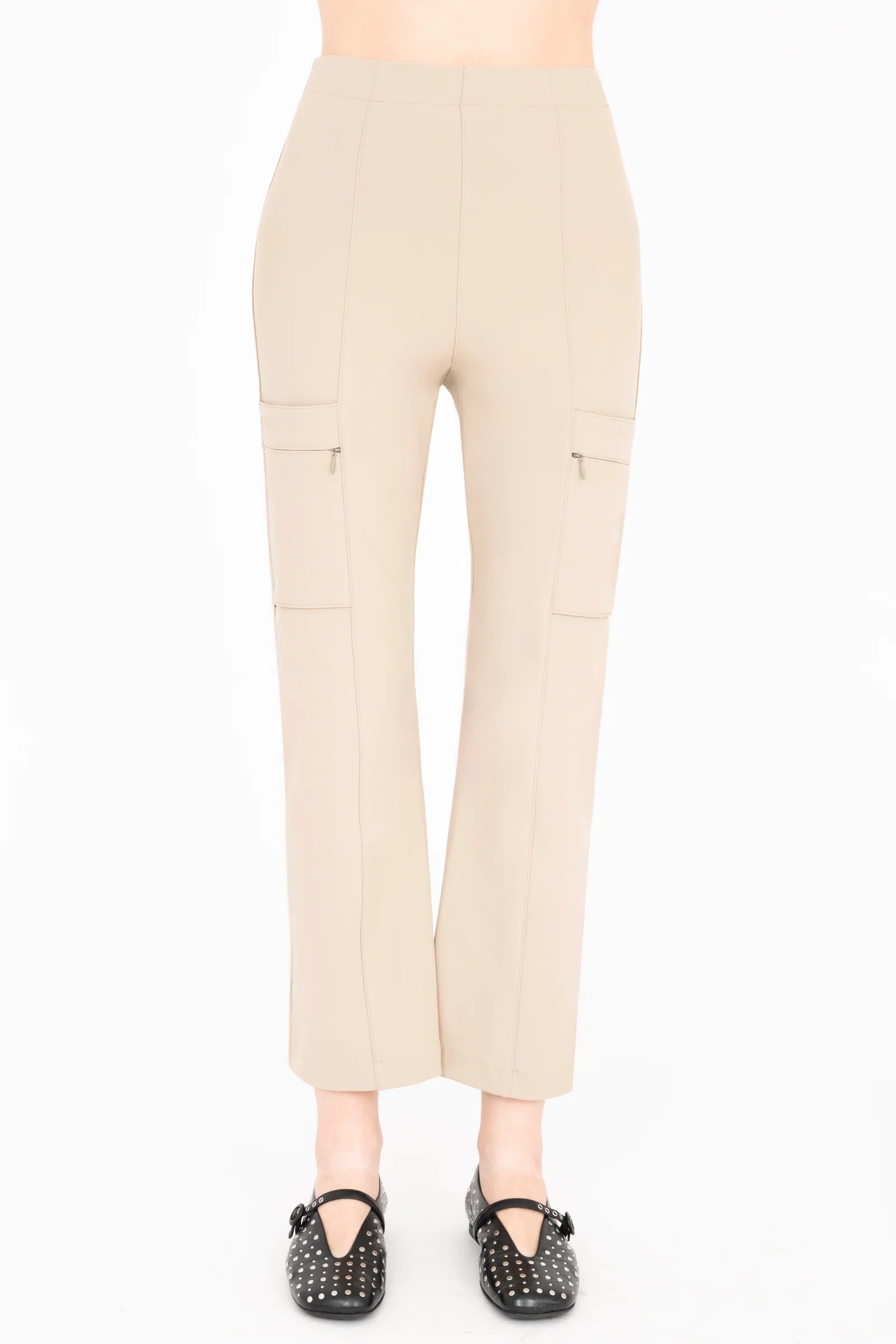 Vista Tech Stretch Flare Legging - Khaki by Elaine Kim — alternate view