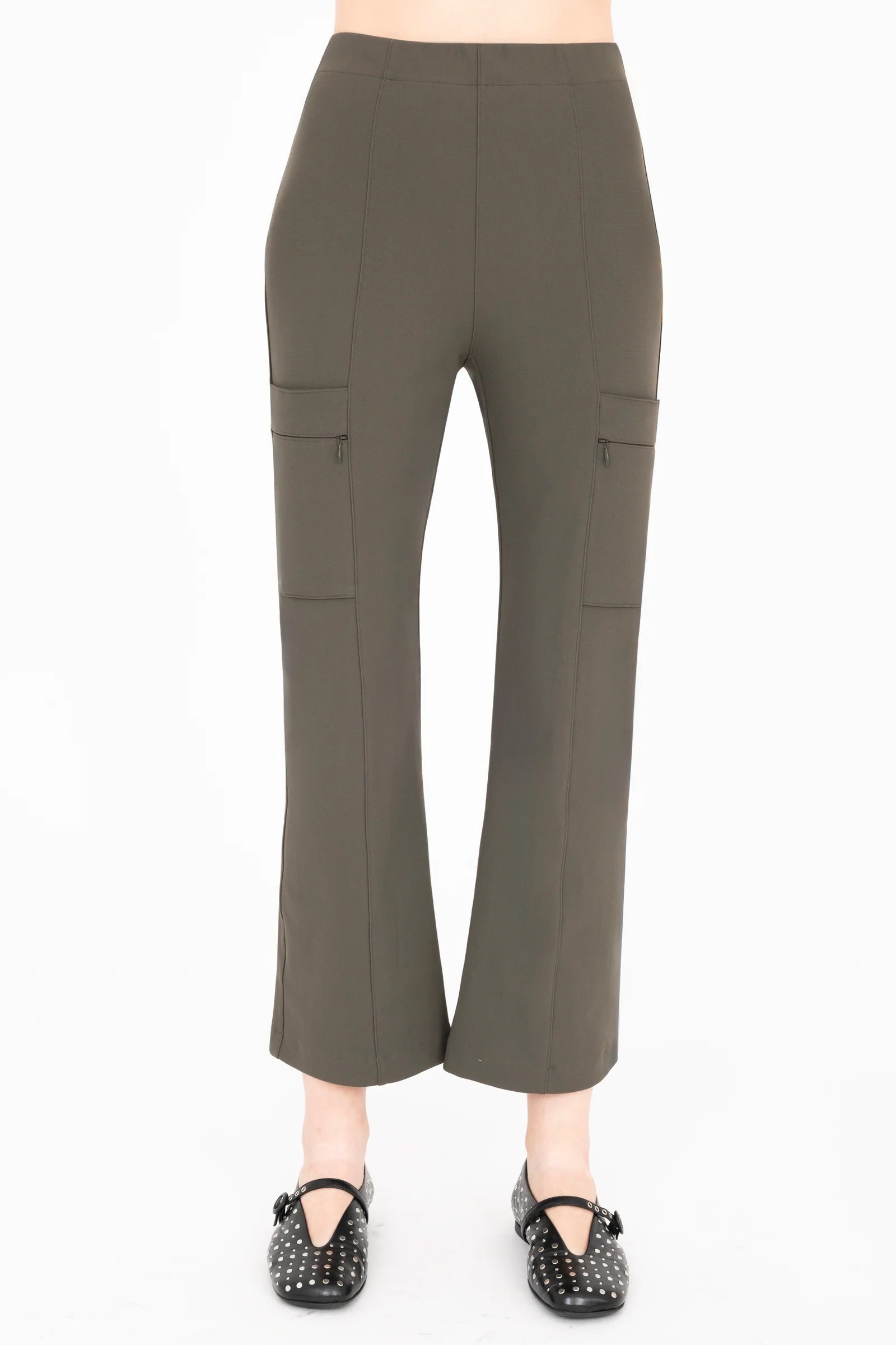 Vista Tech Stretch Flare Legging - Olive by Elaine Kim — view 3