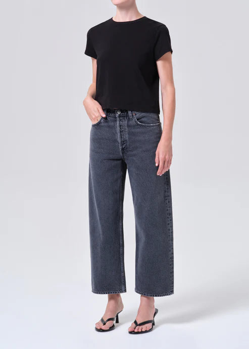 Adine Shrunken Tee - Black by AGOLDE — view 3