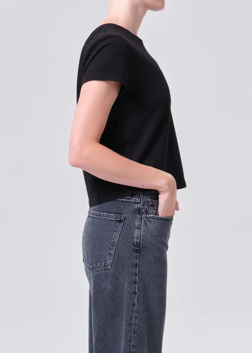 Adine Shrunken Tee - Black by AGOLDE — view 4