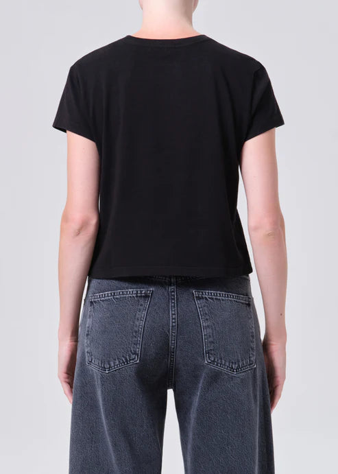 Adine Shrunken Tee - Black by AGOLDE — view 5