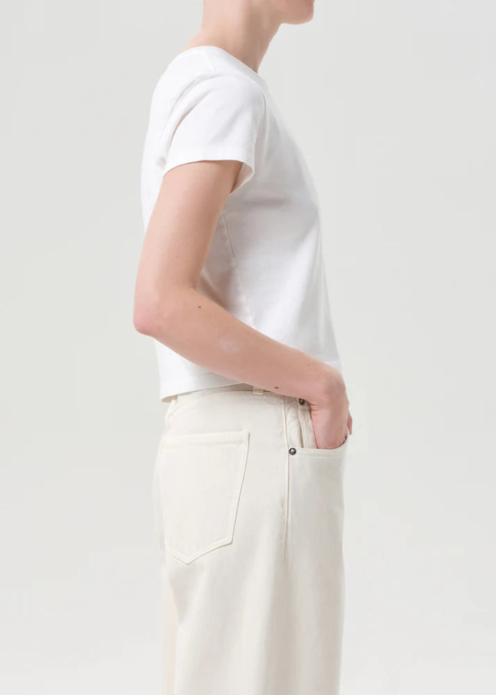 Adine Shrunken Tee - White Ash by AGOLDE — view 3