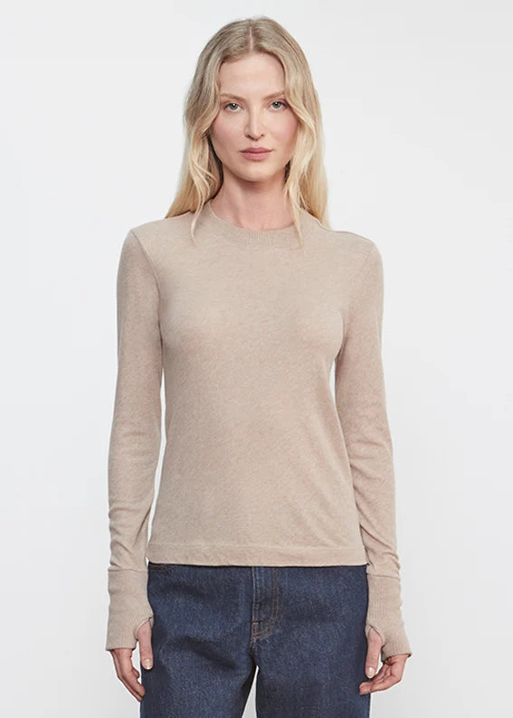 Cashmere Easy Cuffed Crew - Khaki by Enza Costa | 25 South Boutiques