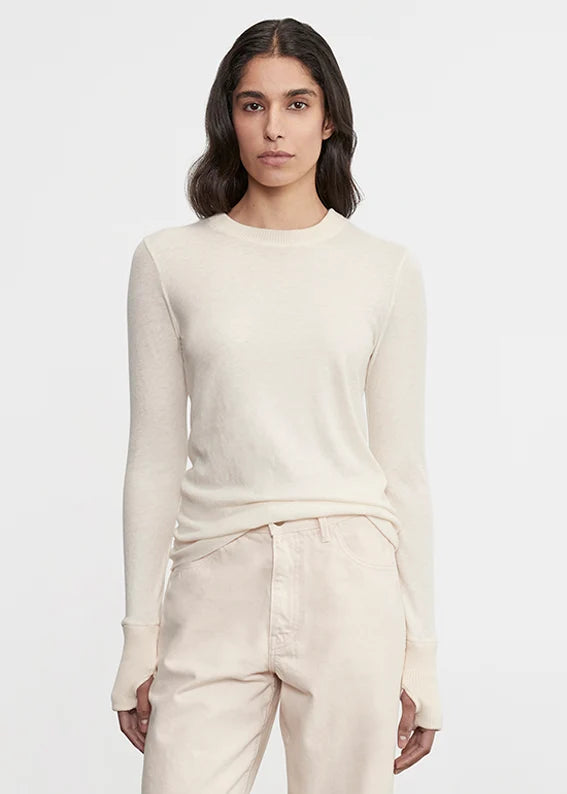 Cashmere Easy Cuffed Crew - Natural by Enza Costa | 25 South Boutiques