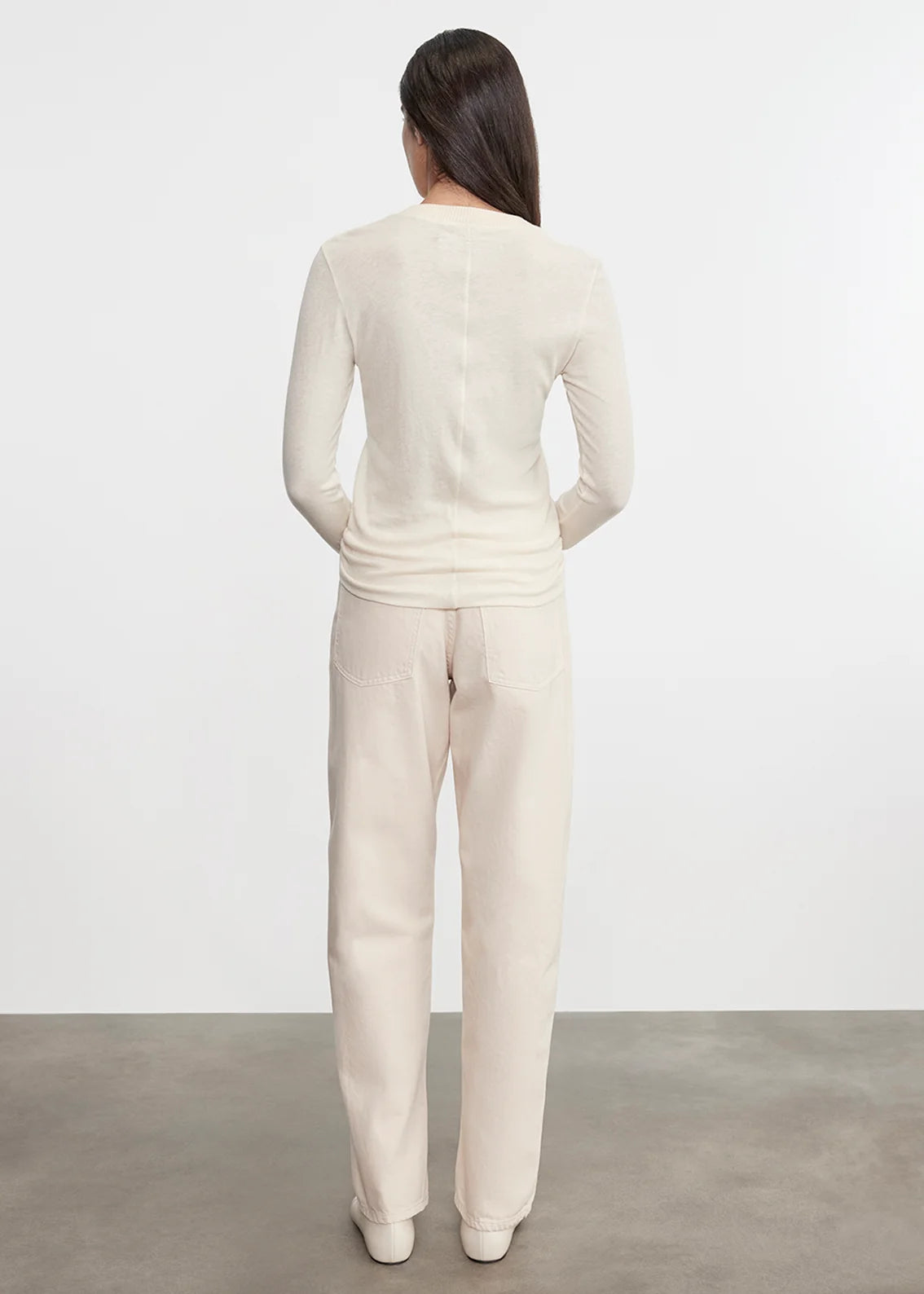 Cashmere Easy Cuffed Crew - Natural by Enza Costa — view 4