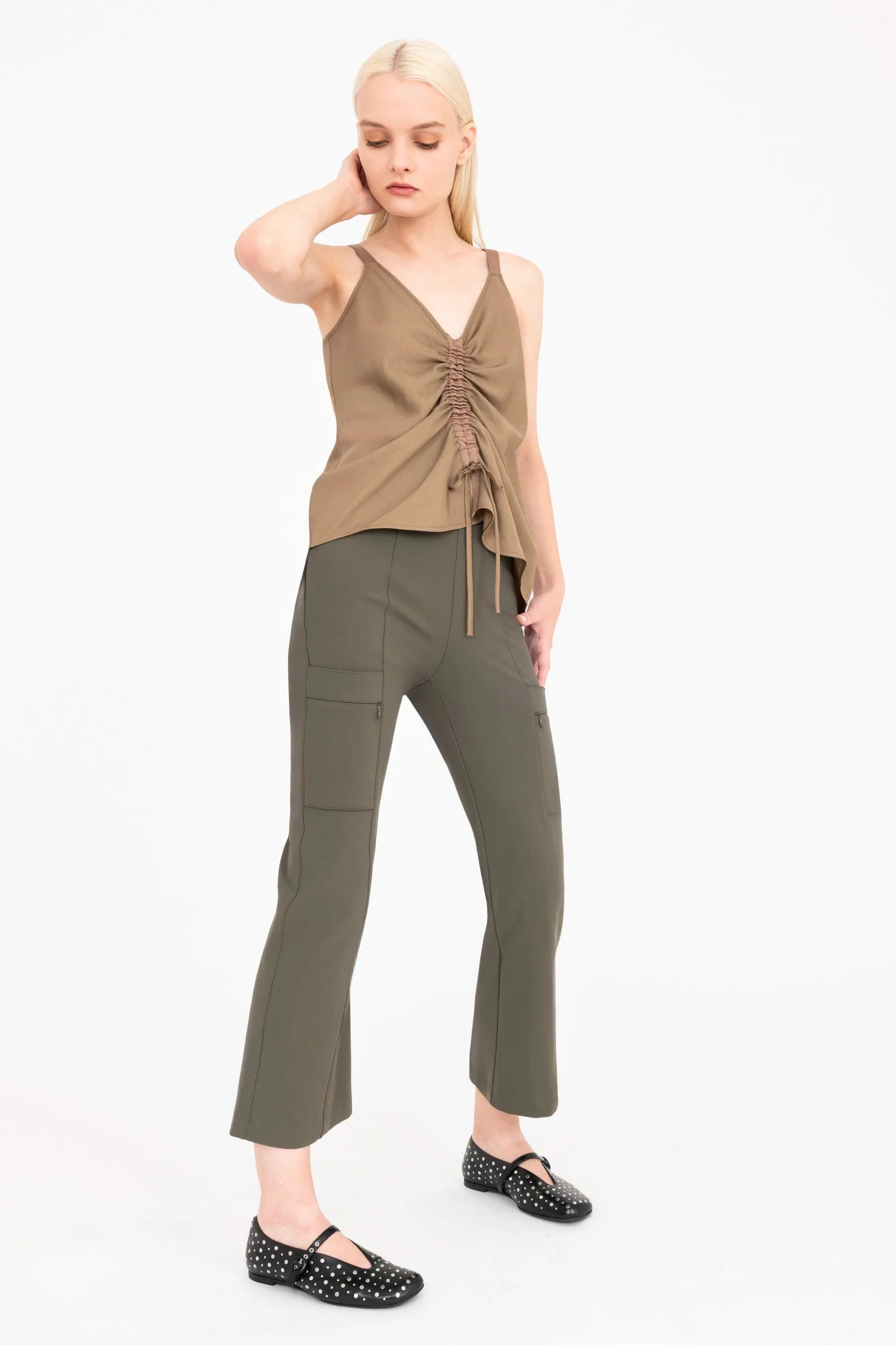 Vista Tech Stretch Flare Legging - Olive by Elaine Kim — view 5